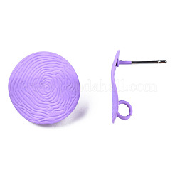 スプレー塗装鉄スタッドピアスパーツ  垂直ループ付き  フラットラウンド  紫色のメディア  17mm  穴：2.5mm  ピン：0.7mm&nbsp;IFIN-N008-012B