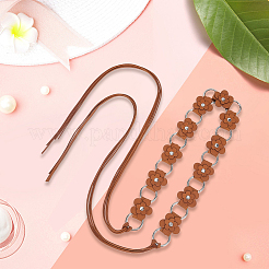 1Pc Imitation Leather Flower Brass Ring Link Chain Waist Belly Chains Belts for Women&nbsp;AJEW-CL0001-49C