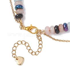 Alloy Heart Pendant Imitation Jade Glass Rondelle Beaded Double Layedred Necklaces&nbsp;NJEW-JN05529-01
