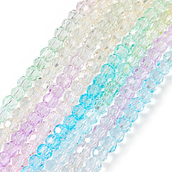 8連売り4色透明ガラスビーズ連売り  多面カット  ラウンド  ミックスカラー  4~4.5mm  穴：1mm  約90~95個/連  13.98''（35.5センチメートル）  2連売り/カラー&nbsp;GLAA-TA0001-23