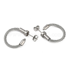 女性用304ステンレススチールツイストスタッドピアス  弾丸チャーム  ステンレス鋼色  23.5x6mm&nbsp;EJEW-M023-05C