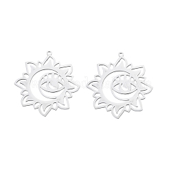 変色しない201ステンレススチールペンダント  目で花  ステンレス鋼色  33.5x32x1mm  穴：1.4mm&nbsp;STAS-N090-LA899-1