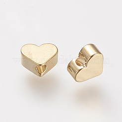 真鍮ビーズ  ニッケルフリー  18KGP本金メッキ  ハート  4.5x5.5x2.5mm  穴：1mm&nbsp;KK-T014-72G