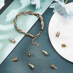 イオンプレーティング（IP）304ステンレススチールコードエンド  エンドキャップ  コラム  ゴールドカラー  10x3mm  穴：1mm  内径：4mm&nbsp;X-STAS-F232-02-G