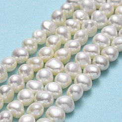 天然養殖淡水パールビーズ連売り  研磨両側  リネン  4.5x5~6x4.5mm  穴：0.6mm  約72個/連  13.66~13.78''（34.7~35センチメートル）&nbsp;PEAR-A005-07D-01