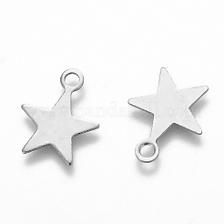 変色しにくい201ステンレススチールチャーム  レーザー切断  スター  ステンレス鋼色  10.5x8.5x0.4mm  穴：1.4mm&nbsp;STAS-O131-04P