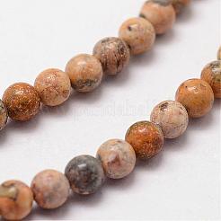 天然ヒョウ肌ジャスパービーズ連売り  ラウンド  2mm  穴：0.5mm  約190個/連  15.55インチ（39.5cm）&nbsp;G-N0187-02-2mm