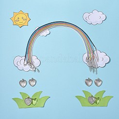 Diy20pcs透明透明ガラス拇印ハートネックレスキット  父の日のために  ワックスコードネックレスと合金セッティングを含む  ミックスカラー  17.8インチ〜18インチ（45.5~46cm）&nbsp;DIY-ZZ0001-01