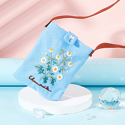 デイジー柄刺繍スタータークロスボディバッグ製作キット  プラスチック刺繡フープを含む  ファブリック  ポリエステル糸  合金スナップボタン  針  バッグストラップ  ミックスカラー  スレッド：1mm&nbsp;DIY-WH0308-155