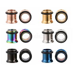 12Pcs 6 Colors 316 Surgical Stainless Steel Screw Ear Gauges Flesh Tunnels Plugs&nbsp;STAS-YW0001-15