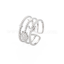 Non-Tarnish 304 Stainless Steel Sun and Moon Open Cuff Ring for Women&nbsp;RJEW-S405-152P