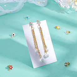 14個 7色 304ステンレススチール エナメルスタッドピアス金具  ピアスキャッチとカン付き  花  ミックスカラー  12.5x9mm  穴：1mm  ピン：0.8mm  2個/カラー&nbsp;STAS-UN0028-04