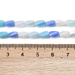 電気メッキガラスビーズセット  多面カット  ねじれた四角形  コーンフラワーブルー  7x4.5x3.5mm  穴：1mm  約28個/連  7.80''（19.8センチメートル）&nbsp;EGLA-P065-01A-07