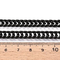 アルミカーブチェーン  溶接されていない  スプールで  ブラック  10x6.5x1mm  約65.62フィート（20m）/ロール&nbsp;CHA-N004-08EB