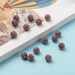 片穴チェコクリスタルラインストーン舗装ディスコボールビーズ  小さな丸いポリマー粘土チェコのラインストーンビーズ  212 _lightアメジスト  pp9（1.5~1.6mm）  8mm  穴：1.2mm&nbsp;RB-A059-H8mm-PP9-212