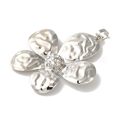 ラックメッキ真鍮チャーム  カドミウムフリー＆鉛フリー  長持ちメッキ  花  プラチナ  38x36.5x4.5mm  穴：6x4mm&nbsp;KK-A229-23P
