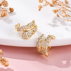 ラックメッキ真鍮マイクロパヴェクリアキュービックジルコニアカフスピアス  鉛フリー＆カドミウムフリー  18KGP本金メッキ  13x8mm&nbsp;EJEW-H147-12G