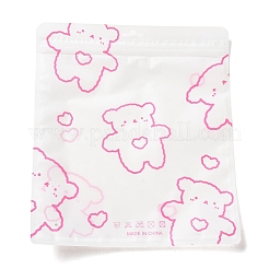 長方形のプラスチック製再封可能な袋  漫画のクマのプリントトップセルフシールポーチ  ショッキングピンク  24.9x22x0.01~0.15cm  片側の厚さ：2.5ミル（0.065mm）&nbsp;X1-OPP-D004-02A