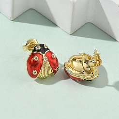 Brass Brass Micro Pave Cubic Zirconia Stud Earrings&nbsp;EJEW-F383-04G