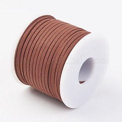 スエード調コード  フェイクレース  サドルブラウン  3x1mm  約30m /ロール&nbsp;LW-WH0001-1106