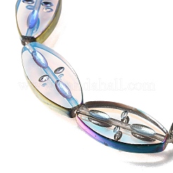電気メッキ透明ガラスビーズ連売り  馬の目  カラフル  19.5x9.5x3.3mm  穴：1mm  約20個/連  15.75''（40センチメートル）&nbsp;GL-CBA98F0-08F