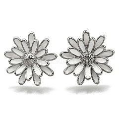 女性用304ステンレススチールフラワースタッドピアス  エナメル  ステンレス鋼色  24mm&nbsp;EJEW-R023-02P