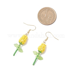 Stainless Steel Glass Flower Dangle Earrings&nbsp;EJEW-MZ00574-02
