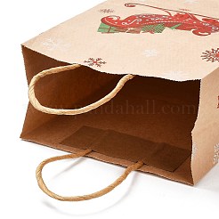 クリスマステーマのホットスタンピング長方形の紙袋  ハンドル付き  ギフトバッグやショッピングバッグ用  そり  バッグ：8x15x21センチメートル  折りたたみ：210x150x2mm&nbsp;X1-CARB-F011-02D