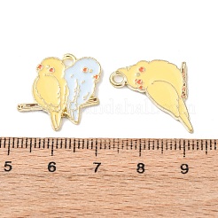 合金エナメルチャーム  鳥のチャーム  ゴールドカラー  18~22x16~28x1.5mm  穴：1.8mm&nbsp;FIND-H062-02G