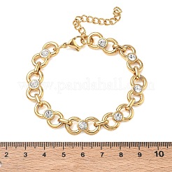 9.5MM 304 Stainless Steel Crystal Rhinestone Bowknot Link Chain Bracelets&nbsp;SA-CBA2696-22G