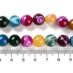 天然石縞瑪瑙/バンデットアゲートビーズ連売り  染め  ラウンド  ミックスカラー  10mm  穴：1.2mm  約19個/連  7.60''（19.3センチメートル）&nbsp;G-Z060-A01-C07