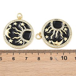 Brass Enamel Cubic Zirconia Pendants&nbsp;KK-L251-23G-02