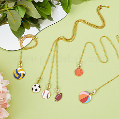 6Pcs Sports Ball Alloy Enamel Charms Ceiling Fan Pull Chain Extenders&nbsp;HJEW-DC00084