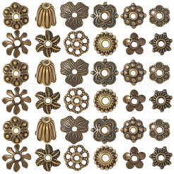 240個12スタイルの合金ビーズキャップセット  花  アンティークブロンズ  5~11x2~5mm  穴：1~2mm  20個/スタイル&nbsp;TIBE-SP0001-21