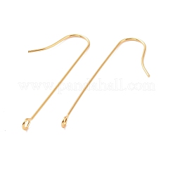 316サージカルステンレススチールピアスフック  垂直ループ付き  18KGP本金メッキ  39x3mm  穴：1.8mm  21ゲージ  ピン：0.7mm&nbsp;STAS-E027-01A-G