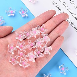 透明なアクリルビーズ  二層ビーズ  クラウン  ショッキングピンク  14x17.5x7mm  穴：2mm  約581個/500g&nbsp;LS-MACR-S373-105-B04