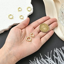 6個 2スタイルラックメッキ真鍮スプリングゲート留め金  長持ちメッキ  鉛フリー＆カドミウムフリー＆ニッケルフリー  リング  18KGP本金メッキ  13.8~16x11~13x2.5~3mm  穴：1.5mm  3個/スタイル&nbsp;KK-CJ0002-61