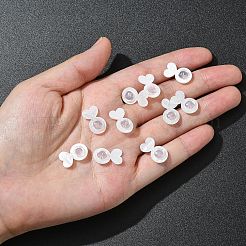 アクリル＆シリコン製イヤーナット10個  ハート  ホワイト  16x9.5mm&nbsp;SACR-YW0001-97