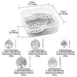 10pcs5スタイルチベットスタイルアロイペンダント  フラットラウンド＆生活の木  アンティークシルバー  28~42x24~37x1.8~2mm  穴：2.5mm  2個/スタイル&nbsp;TIBEP-YW0001-47