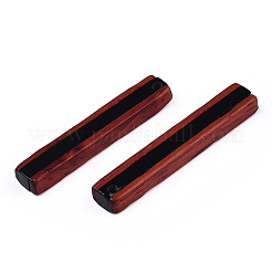 不透明な樹脂と木製のペンダント  長方形のチャーム  ブラック  45~47x7~9x4.5mm  穴：1.8mm&nbsp;RESI-N039-06B