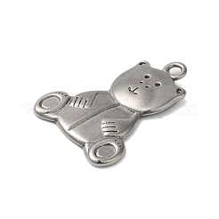 変色しない304ステンレススチールペンダント  クマのチャーム  ステンレス鋼色  26x19x2mm  穴：1.8mm&nbsp;STAS-N103-20P