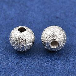 真鍮ビーズ  テクスチャラウンド  銀  5x4.5mm  穴：1.4mm&nbsp;KK-H250-04B-S