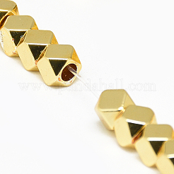 電気メッキ磁気無し合成ヘマタイトビーズ連売り  ポリゴン  黄金メッキ  4x4x4mm  穴：2mm  約97個/連  15.7インチ&nbsp;G-Q465-31G