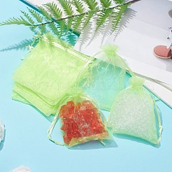 ドローストリング付きオーガンジーギフトバッグ  結婚披露宴クリスマスの好意ギフトバッグ  ポプリ用オーガンジーポーチ  薄緑  12x9cm&nbsp;OP-R016-9x12cm-11