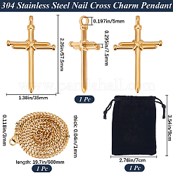 DIY 304 Stainless Steel Nail Cross Pendant Necklace Making Kits&nbsp;DIY-BBC0002-32G