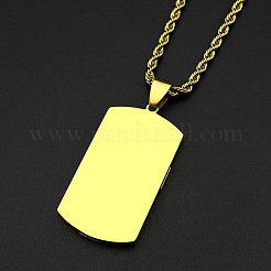 Duo Tone 304 Stainless Steel Rectangle Dog Tag with Cross Pendant Necklaces for Men&nbsp;WGBC7F7-02