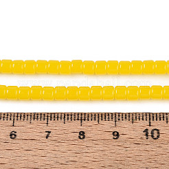 ジェイド風ガラスビーズ連売り  コラム  ゴールド  3.5x4~4.5mm  穴：0.7~0.9mm  約102~108個/連  14.17~14.96インチ（36~38cm）&nbsp;GLAA-N065-4x4mm-B02