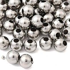 変色しにくい304ステンレススチール中空丸縫いビーズ  ジュエリークラフト作り用  ステンレス鋼色  8x7.5mm  穴：2.5~3mm&nbsp;STAS-R032-8mm