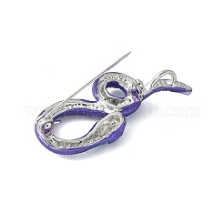 バックパックの服のための蛇の合金ラインストーンブローチ  スレートブルー  44x19mm&nbsp;JEWB-V003-03P