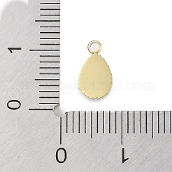 イオンプレーティング（IP）304ステンレス鋼の部品  ガラスペンダント付き  手動研磨  ティアドロップチャーム  18KGP本金メッキ  10x5.5x3mm  穴：1.4mm&nbsp;STAS-P366-34G